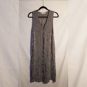 Sleeveless, Button-Front Maxi Dress in Black and White (Size S but can fit L)